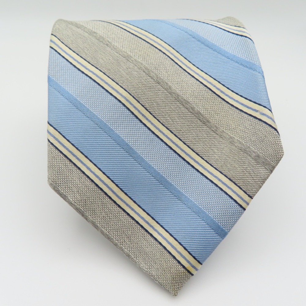 Brooks Brothers Tie Silk Gray Blue Striped 3.25" Wide 59" Long USA Makers - Picture 2 of 6